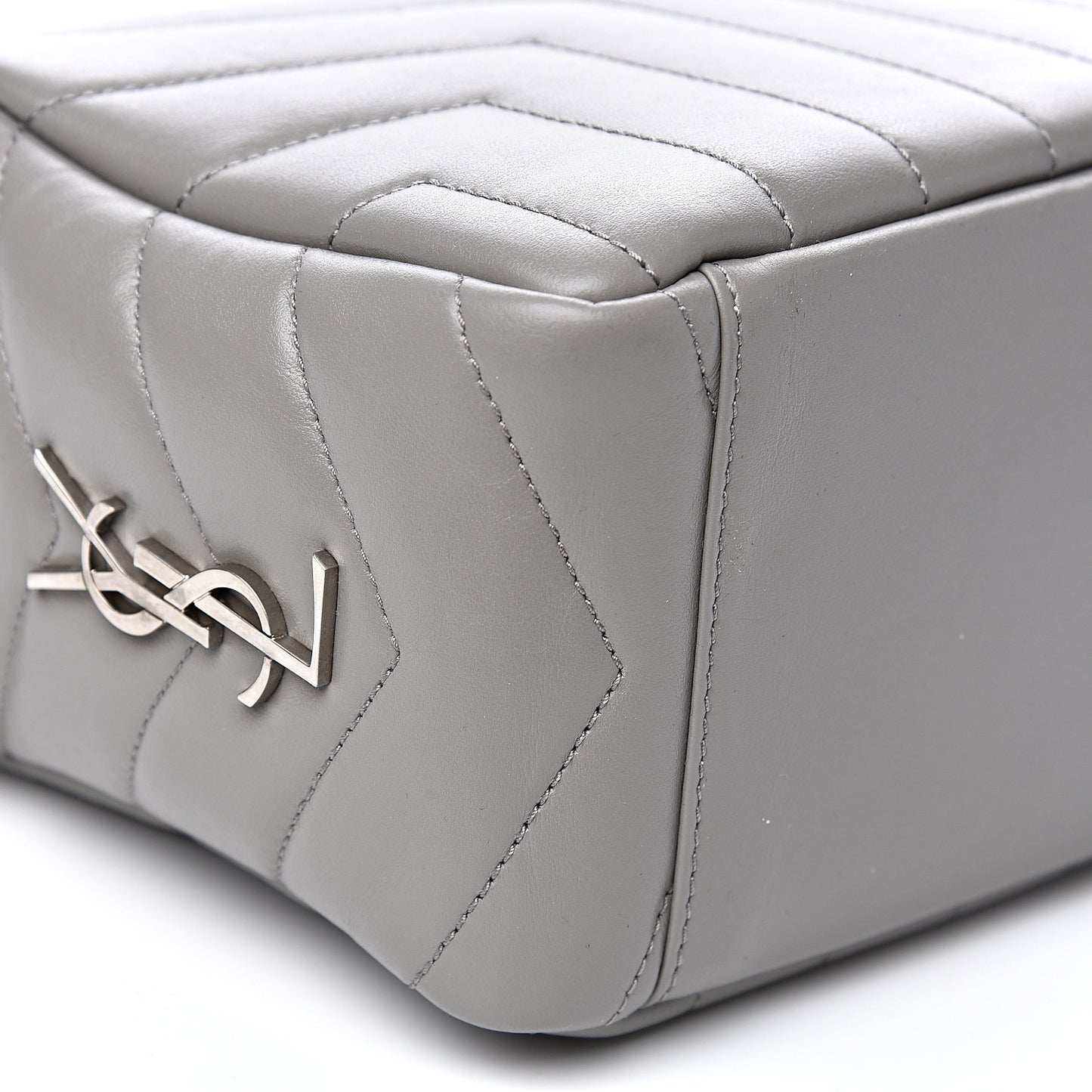 Calfskin Y Quilted Monogram Small Loulou Bowling Bag Light Gray