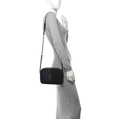 Saint Laurent Lambskin Matelasse Chevron Classic Monogram Shoulder Bag Black 2 of 10