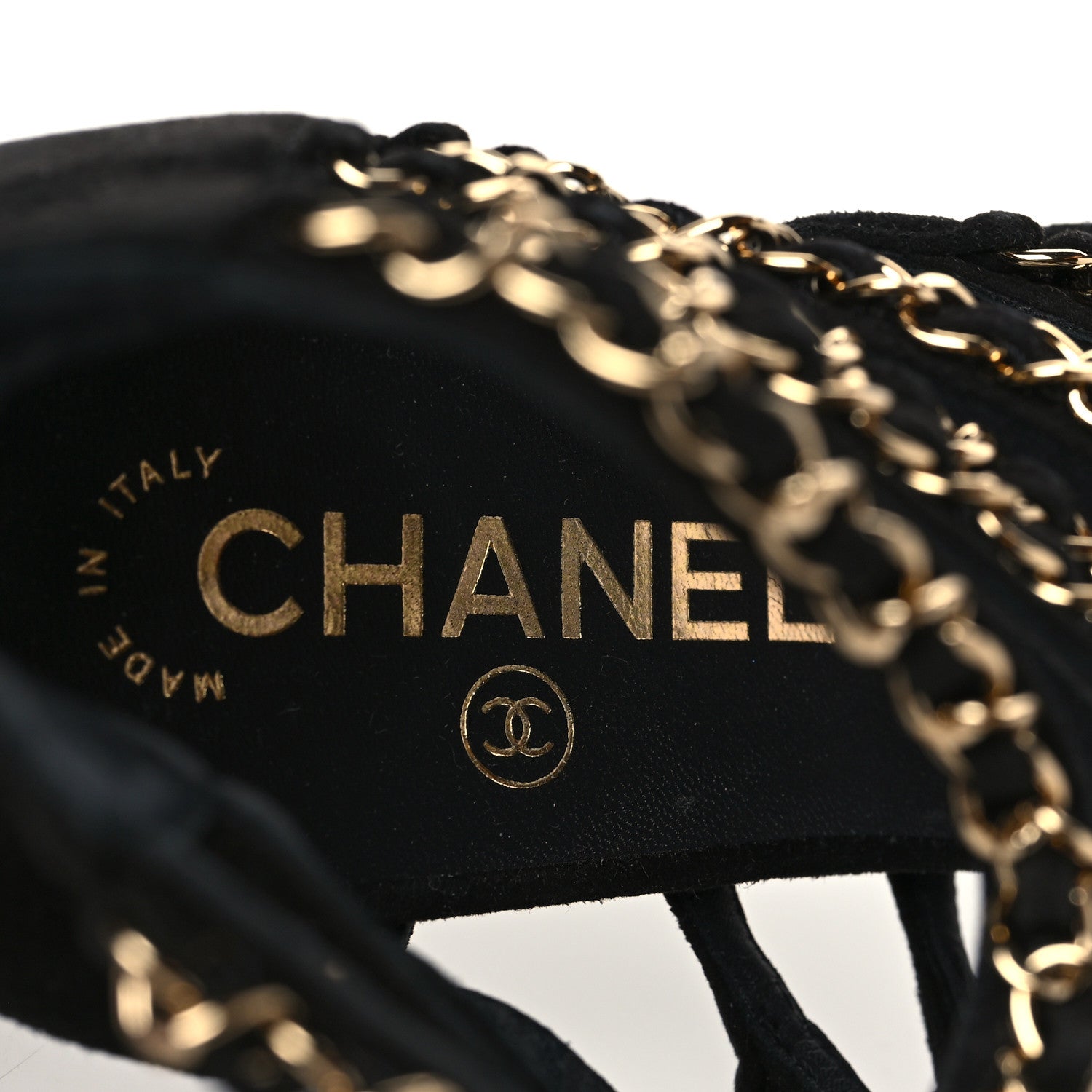 Chanel Kid Suede Chain CC Sandals 39 Black 8 of 11