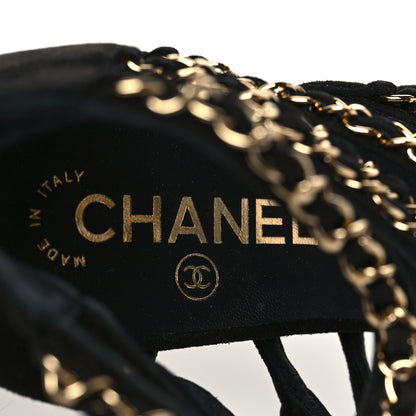 Chanel Kid Suede Chain CC Sandals 39 Black 8 of 11