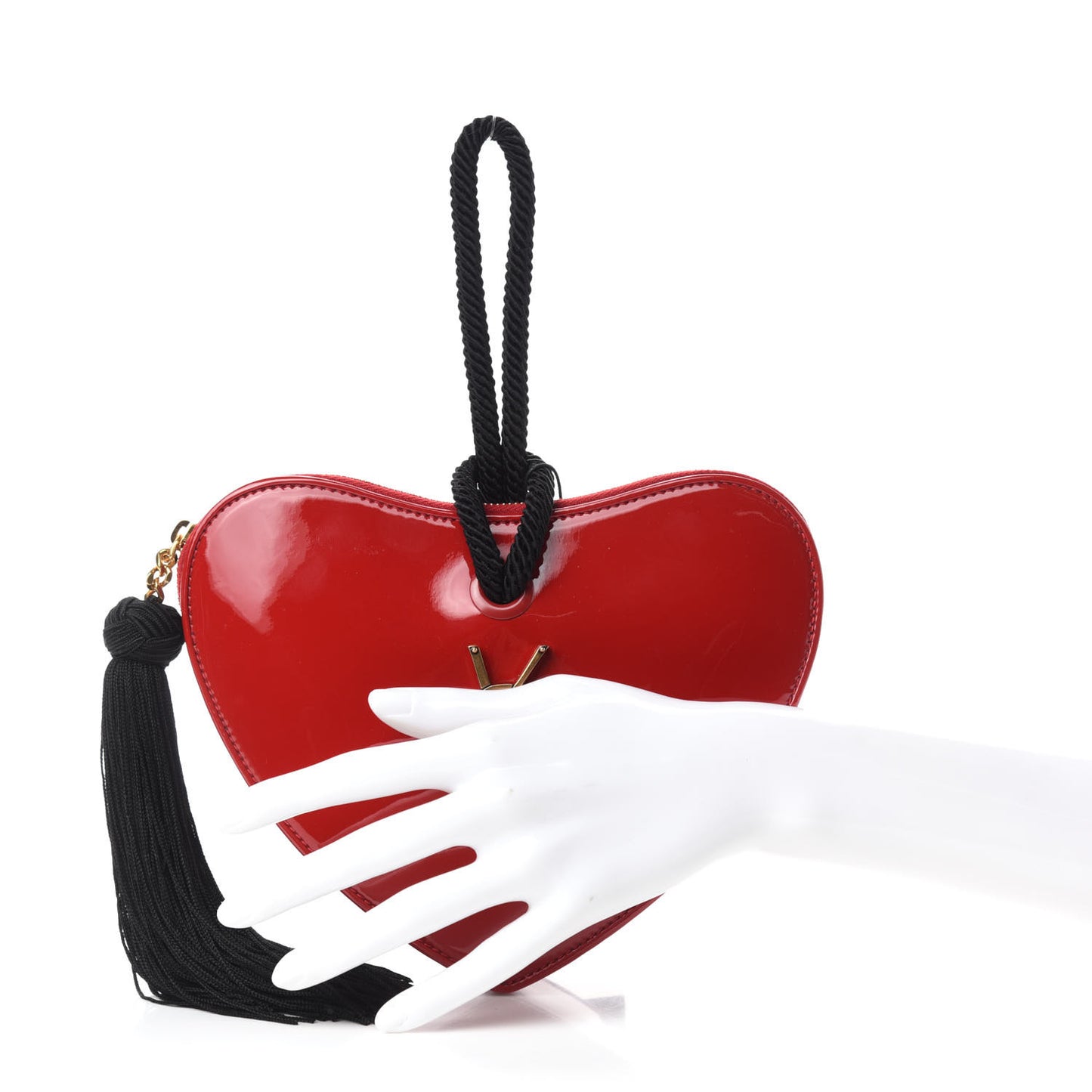 Patent Sac Coeur Heart Shaped Clutch Red