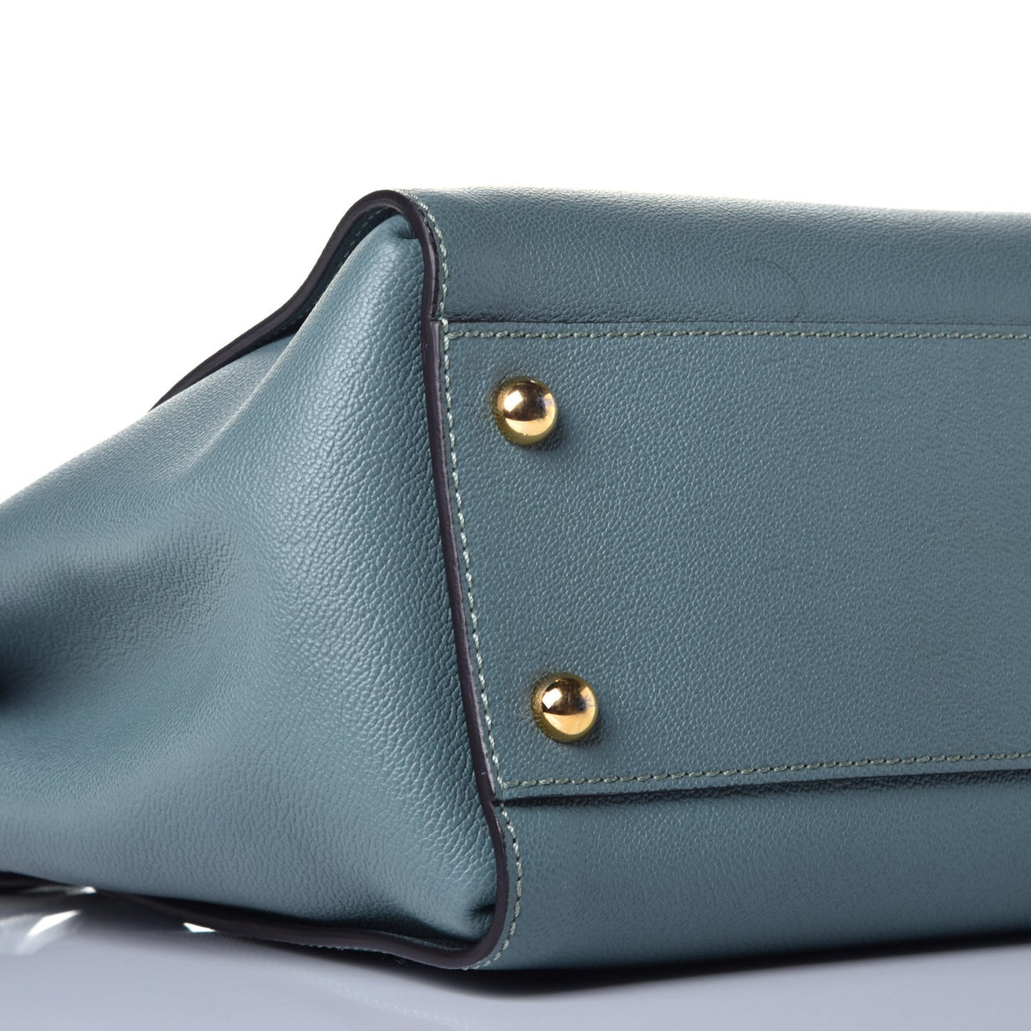 Soft Grain Calfskin Medium Buckle Tote Celadon Blue