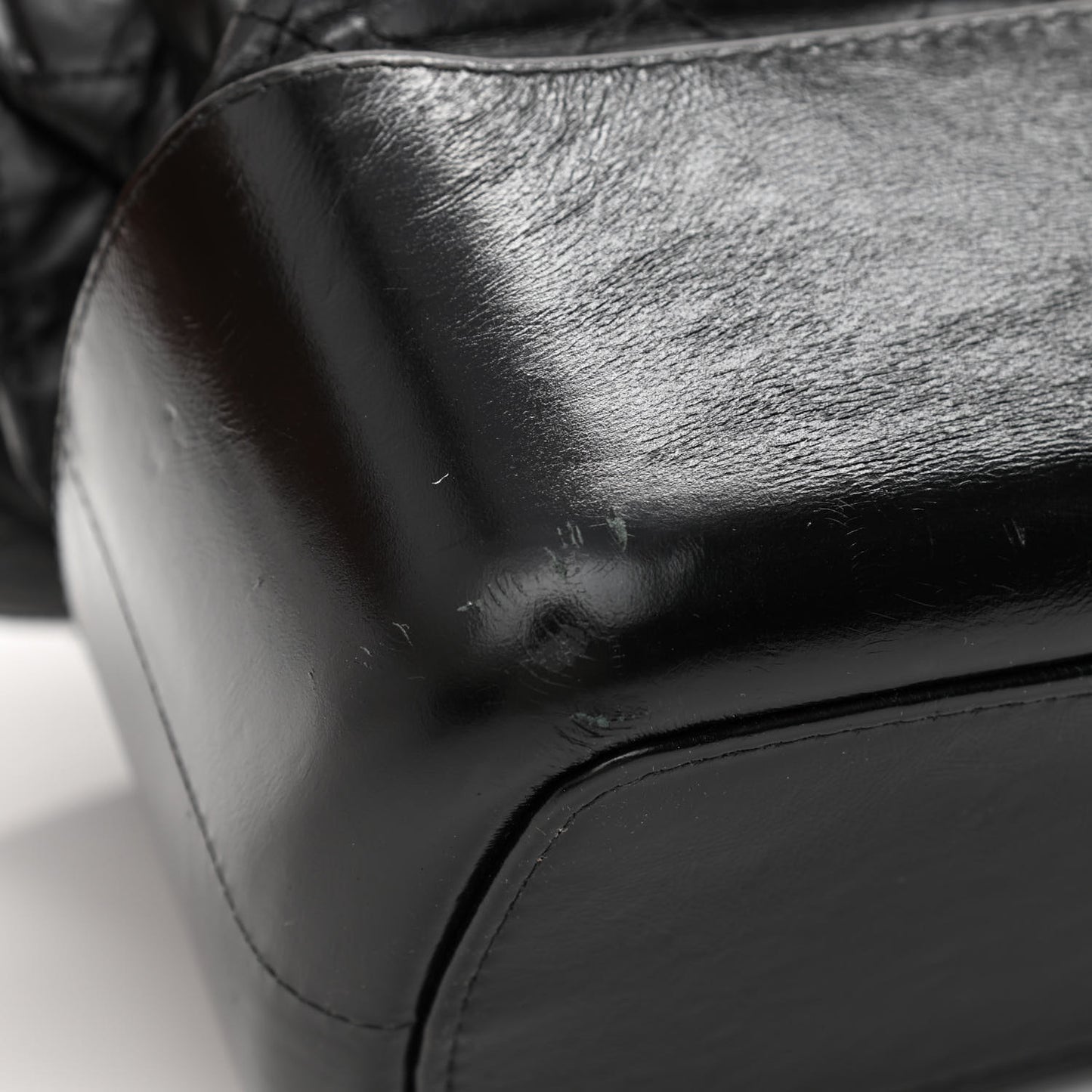 Aged Calfskin Quilted Large Gabrielle Shopping Tote Black