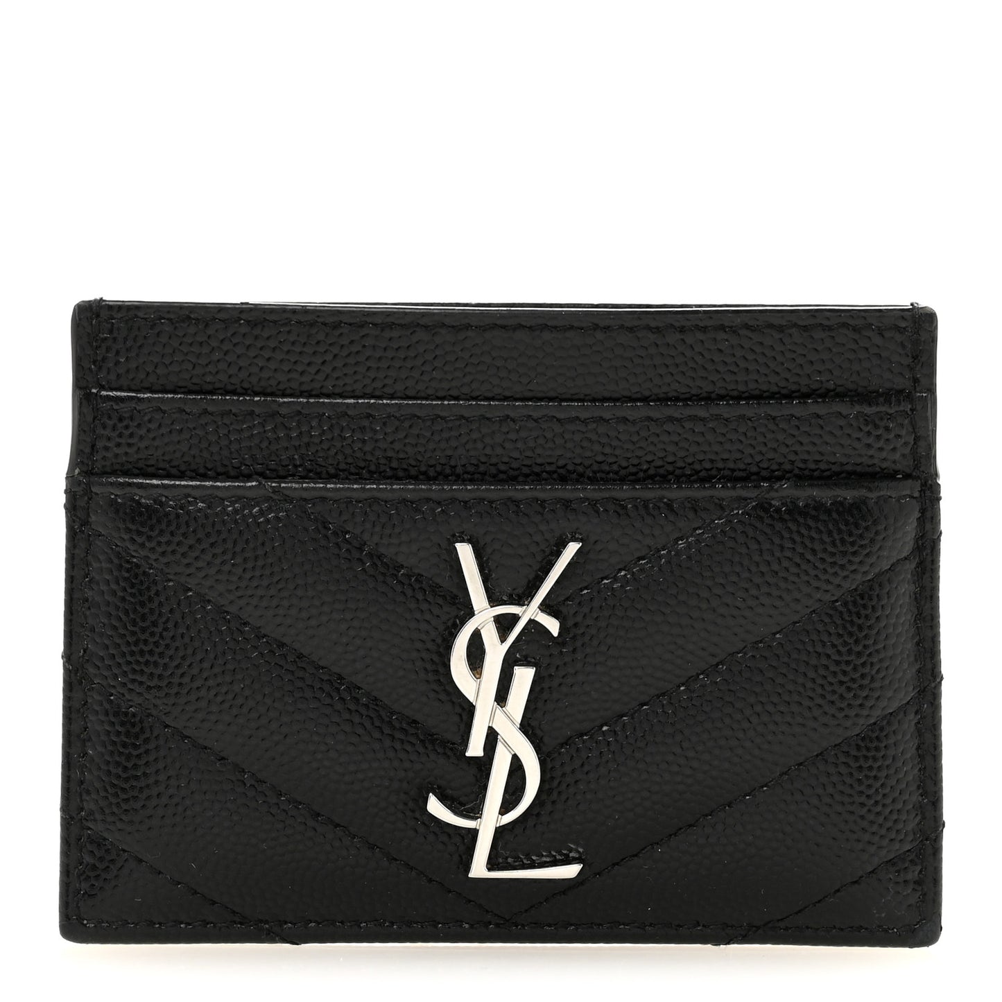 Grain De Poudre Matelasse Chevron Monogram Credit Card Case Black