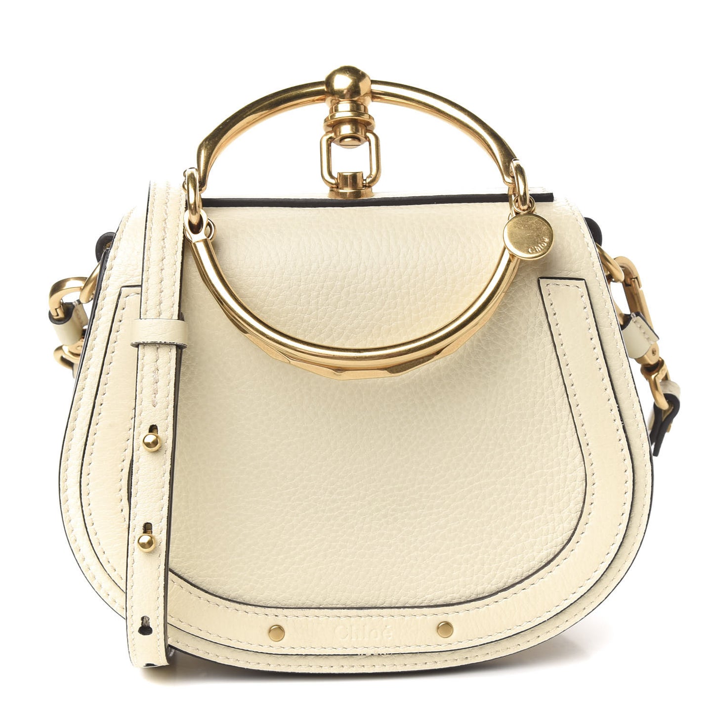 Calfskin Suede Small Nile Bracelet Bag Off White