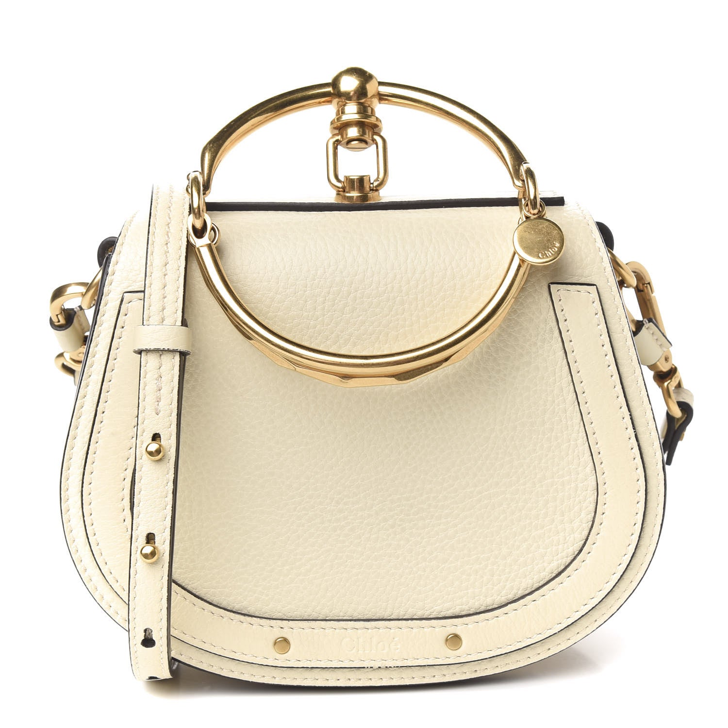 Chloe Calfskin Suede Small Nile Bracelet Bag Off White 1 of 8
