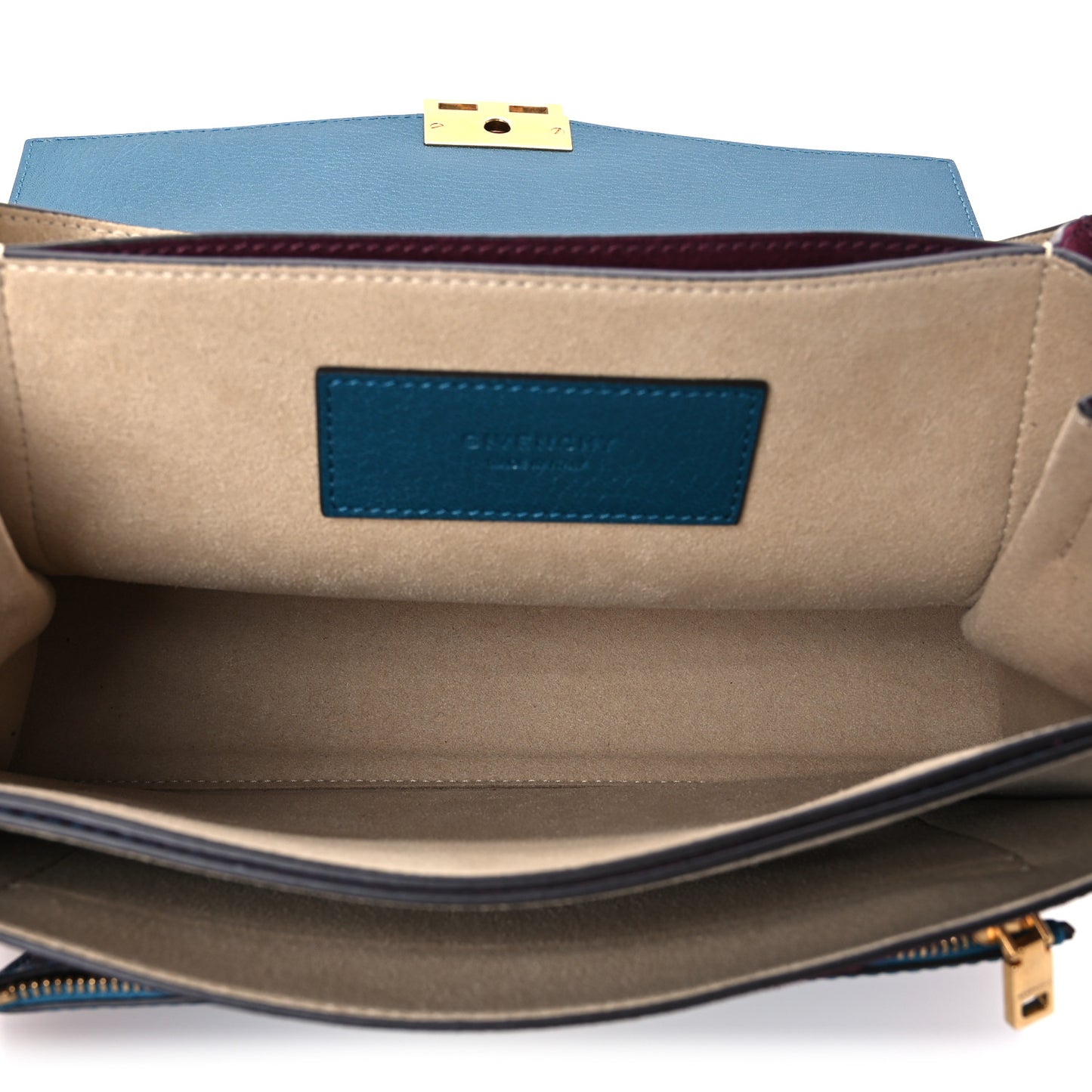 Sugar Goatskin Suede Medium GV3 Shoulder Bag Blue Aubergine