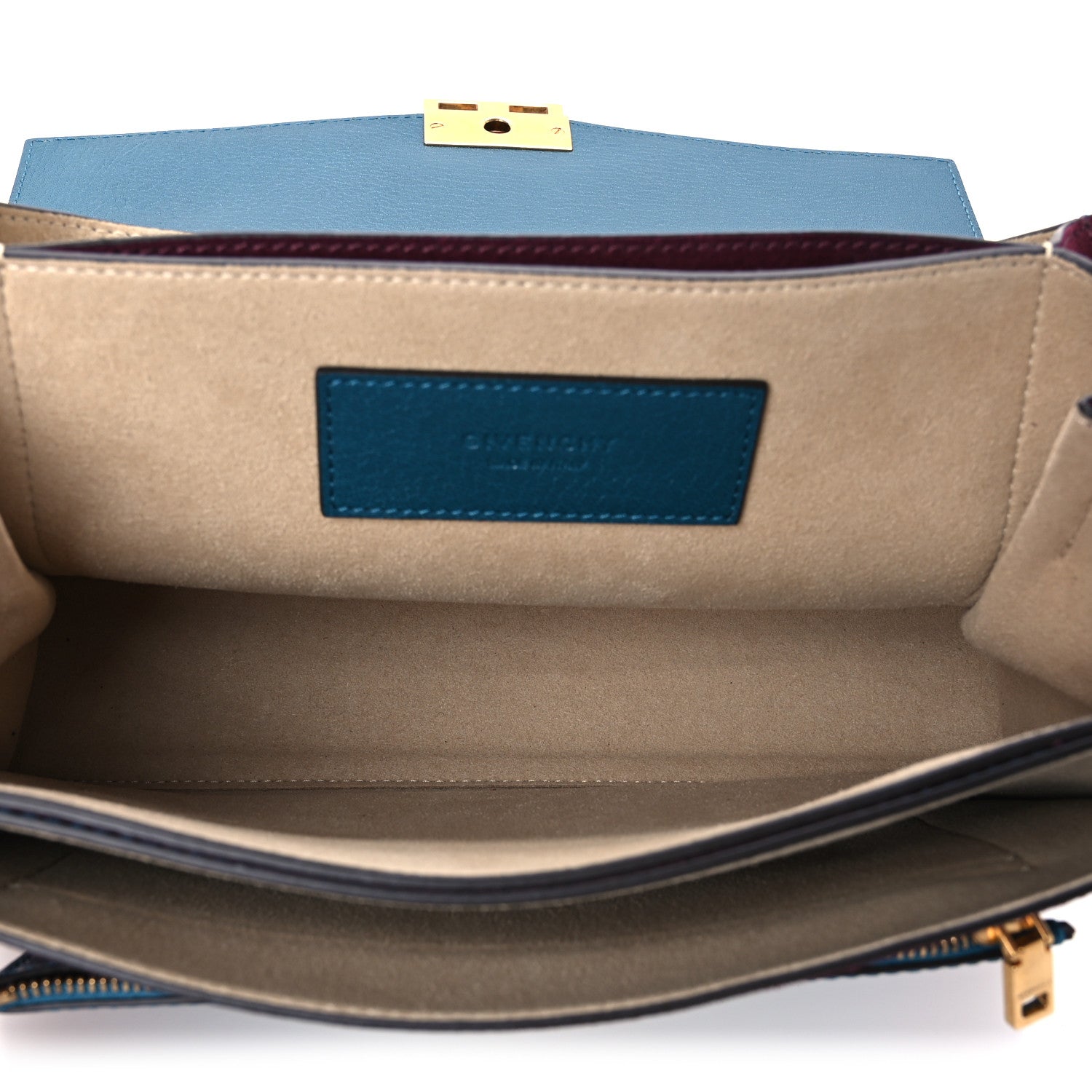 Givenchy Sugar Goatskin Suede Medium GV3 Shoulder Bag Blue Aubergine 5 of 10