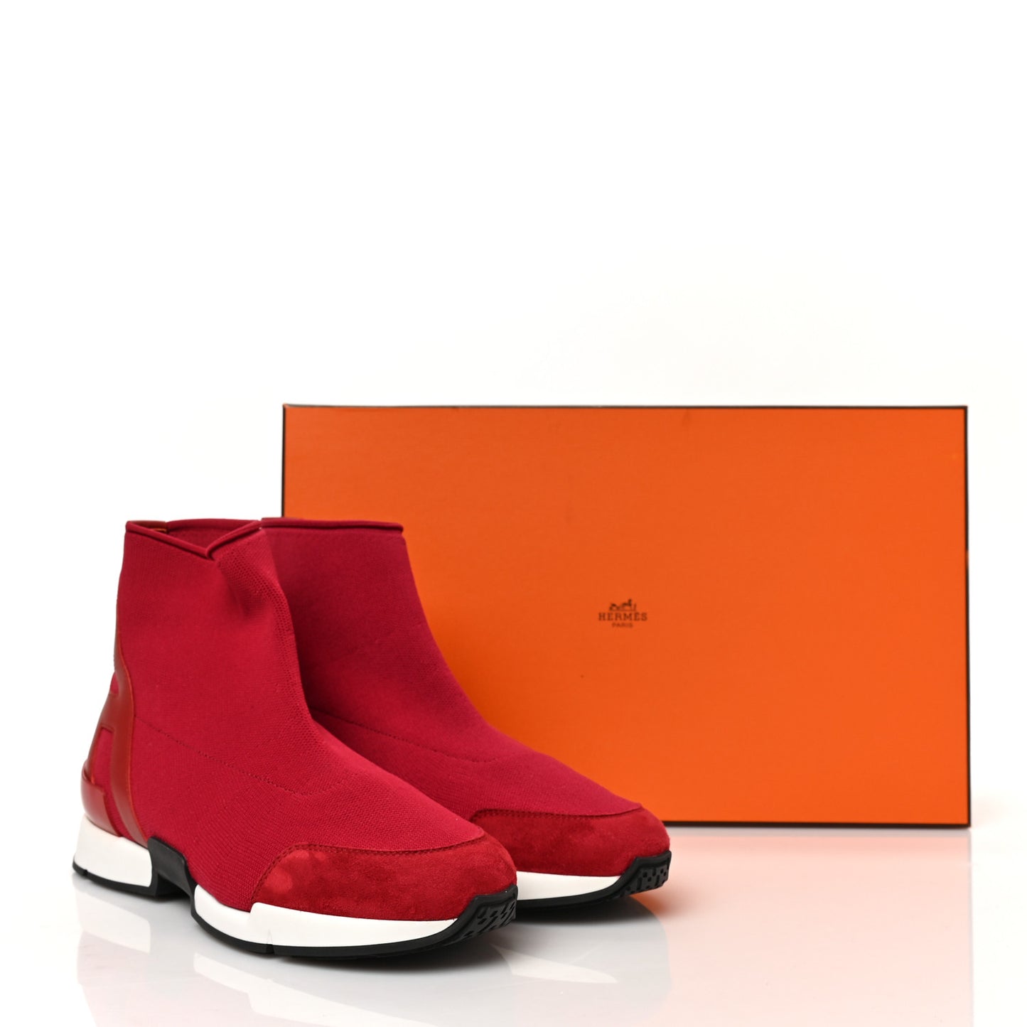 Mesh Calfskin Suede Soft Sneakers 36.5 Red