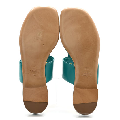 Valentino Garavani Calfskin One Stud Flat Thong Sandals 38.5 Ultramar 5 of 10