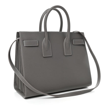 Saint Laurent Grained Calfskin Topstitch Small Sac De Jour Grey 2 of 4