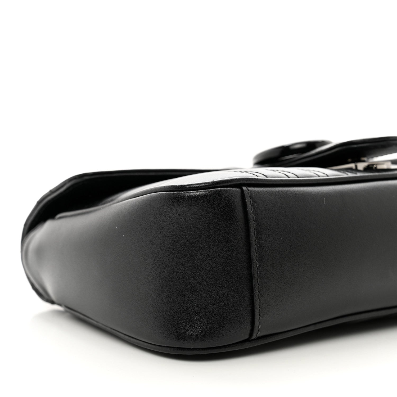 Gucci Calfskin Matelasse Monochrome Small GG Marmont Shoulder Bag Black 8 of 9