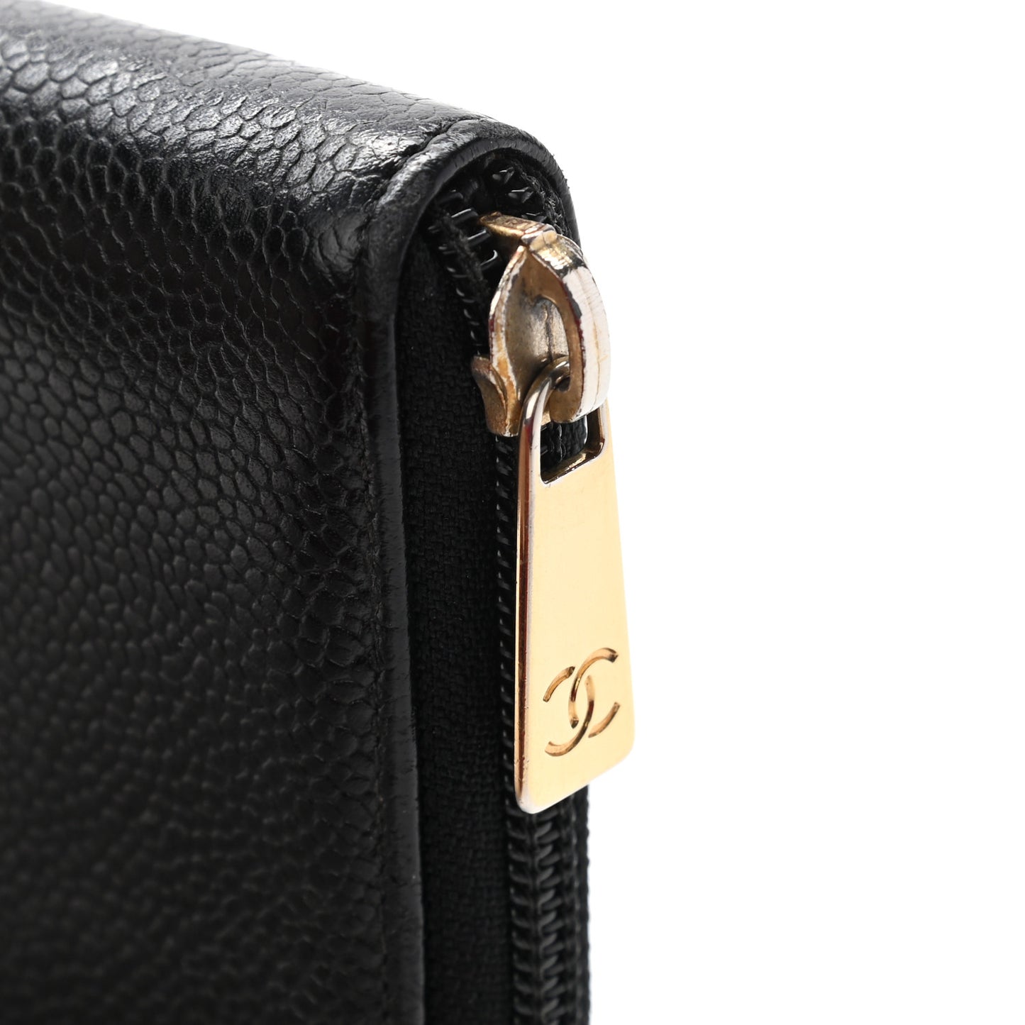 Caviar Large Timeless CC Zip Around Wallet Black