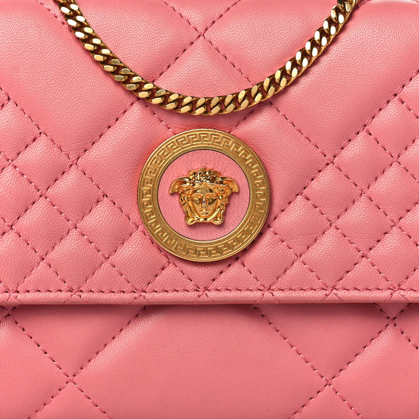 Calfskin Icon Quilted Wallet On Chain Crossbody Pink