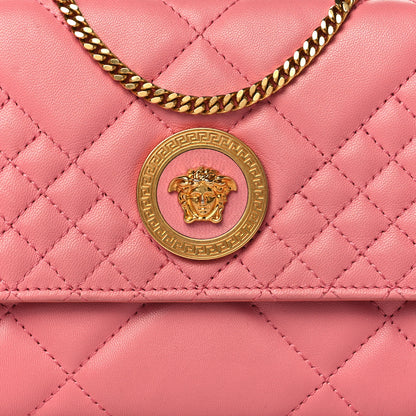 Versace Calfskin Icon Quilted Wallet On Chain Crossbody Pink 7 of 11