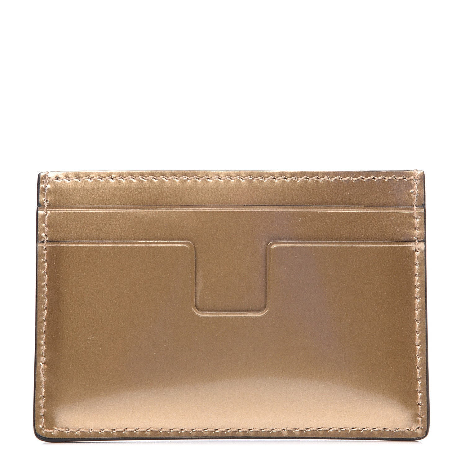 Tom Ford Metallic Calfskin Card Holder Gold 1 of 6