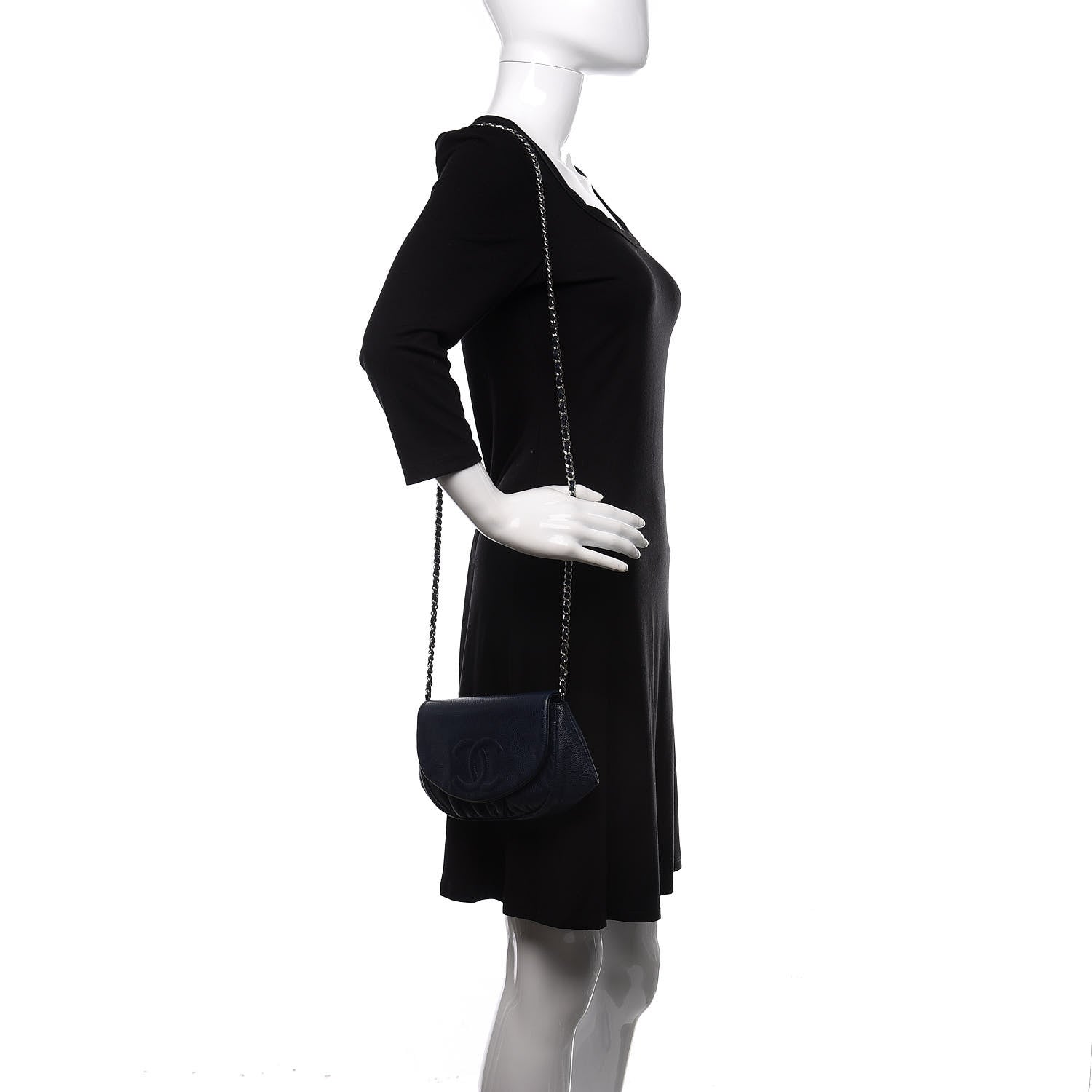 Chanel Caviar Half Moon Wallet On Chain WOC Navy 2 of 11