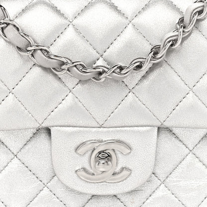 Chanel Metallic Lambskin Quilted Mini Rectangular Flap Silver 8 of 11