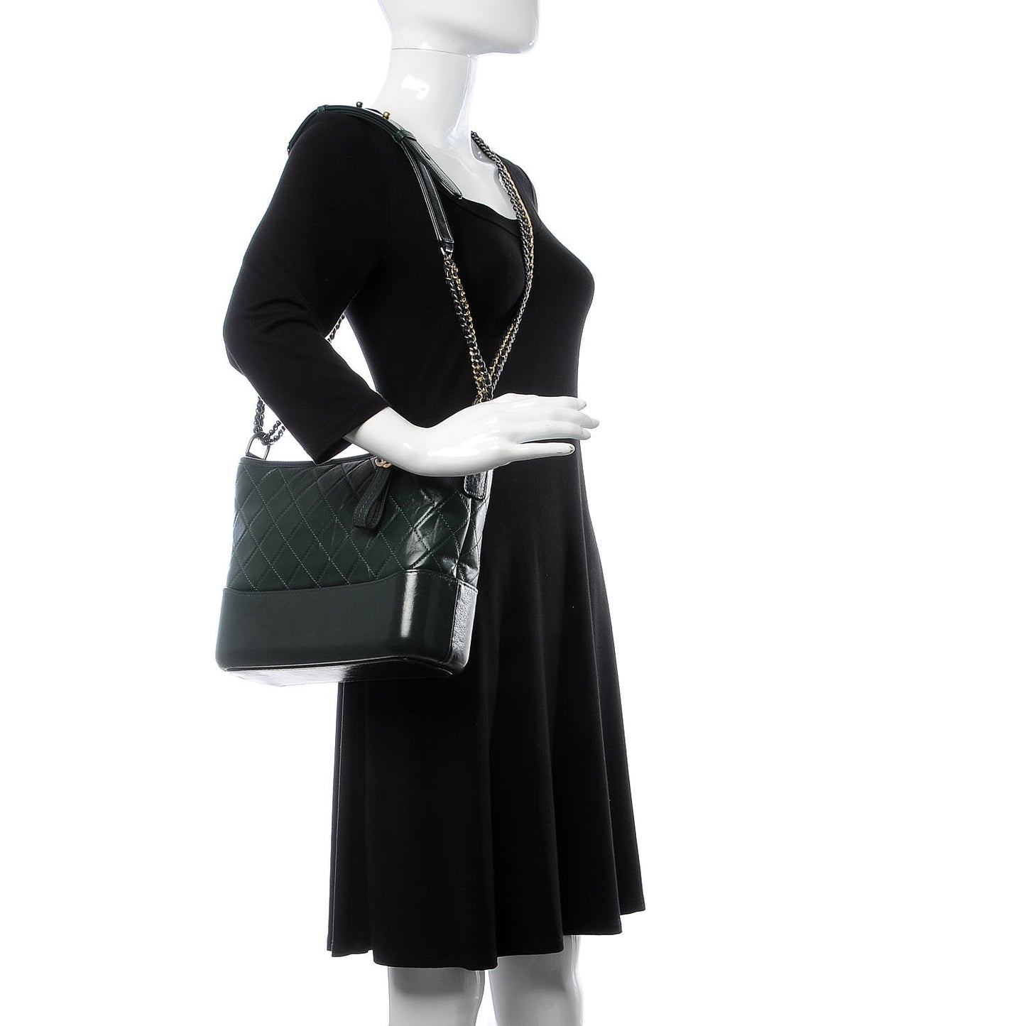 Aged Calfskin Quilted Medium Gabrielle Hobo Green