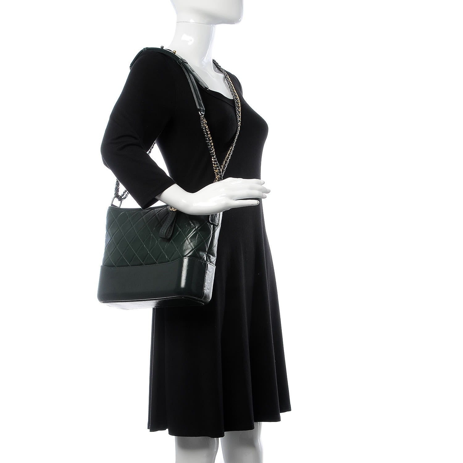 Chanel Aged Calfskin Quilted Medium Gabrielle Hobo Green 2 of 8