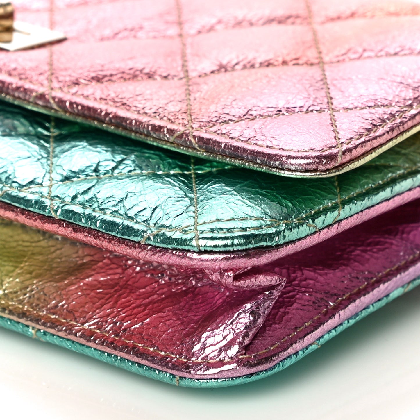 Metallic Goatskin Quilted 2.55 Reissue Wallet on Chain WOC Multicolor