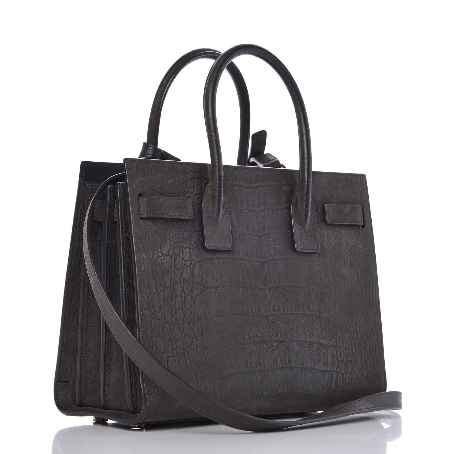 Saint Laurent Crocodile Embossed Nubuck Baby Sac De Jour Dark Anthracite 3 of 7