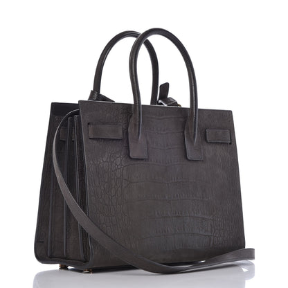 Saint Laurent Crocodile Embossed Nubuck Baby Sac De Jour Dark Anthracite 3 of 7