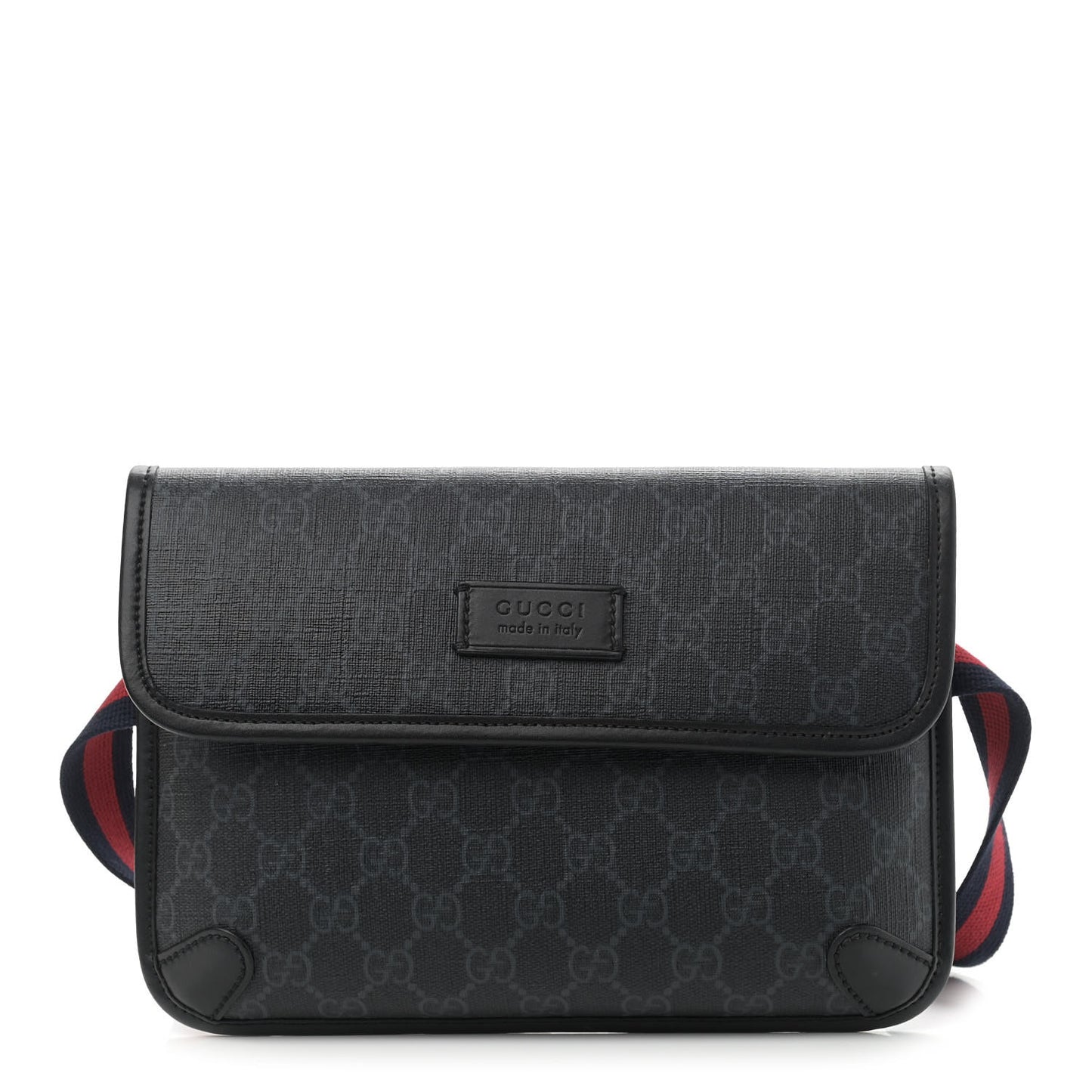 GG Supreme Monogram Web Slim Belt Bag Black Grey