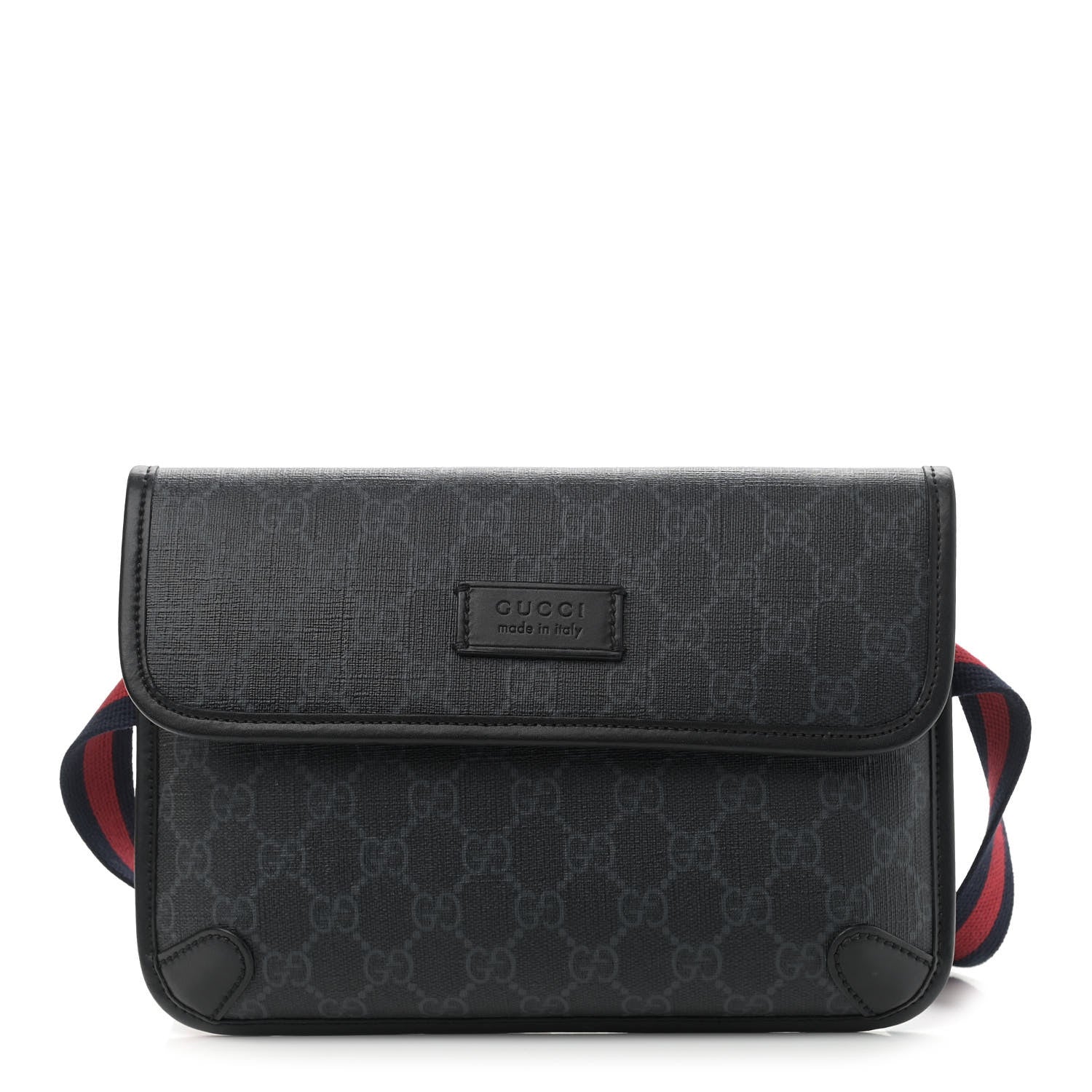 Gucci GG Supreme Monogram Web Slim Belt Bag Black Grey 1 of 12