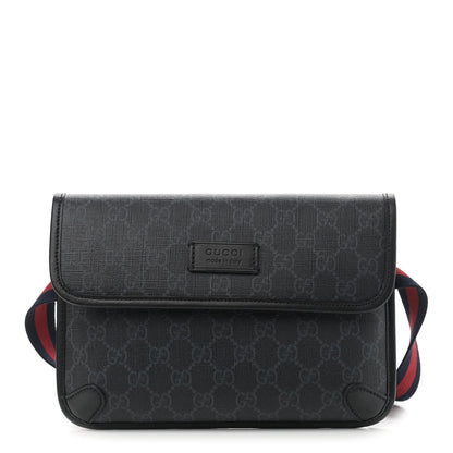 Gucci GG Supreme Monogram Web Slim Belt Bag Black Grey 1 of 12