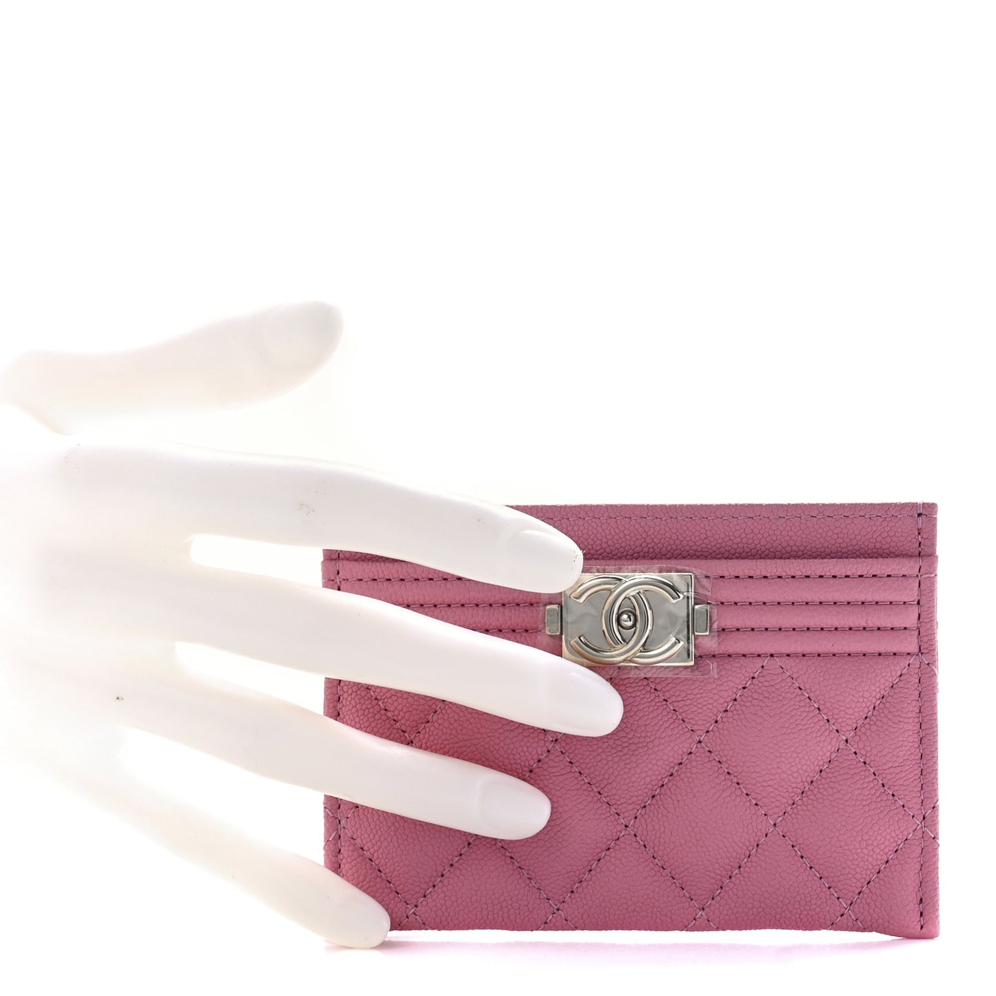 Caviar Quilted Boy Card Holder Pink