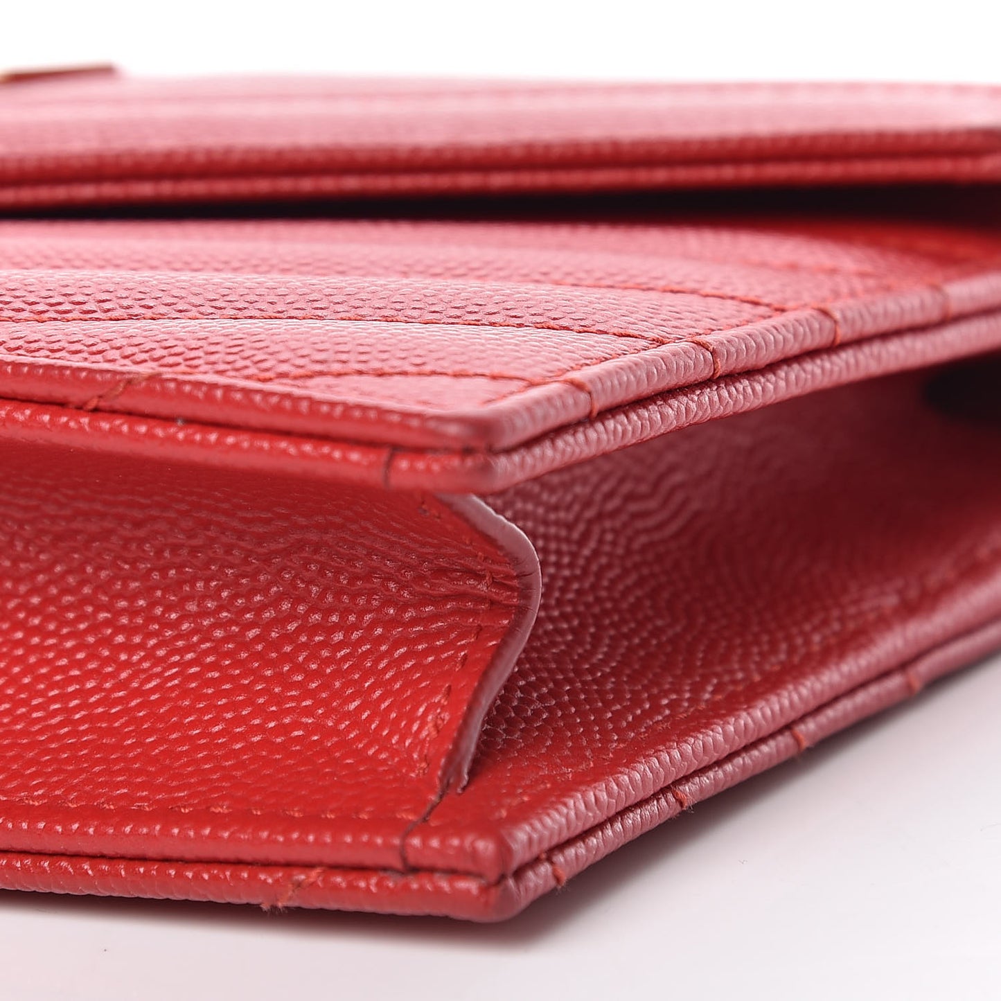 Grain De Poudre Matelasse Chevron Monogram Envelope Chain Wallet New Red