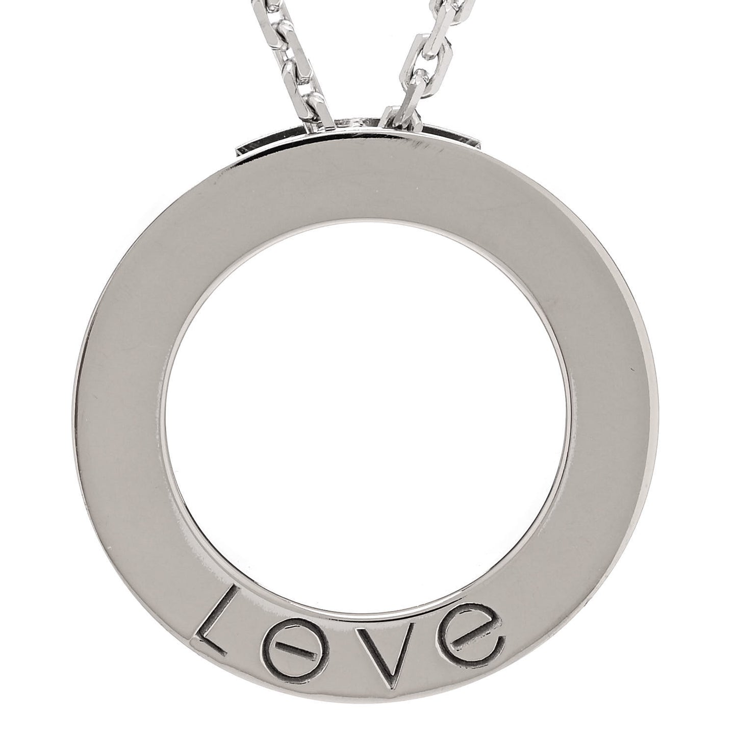 18K White Gold Diamond LOVE Paved Necklace