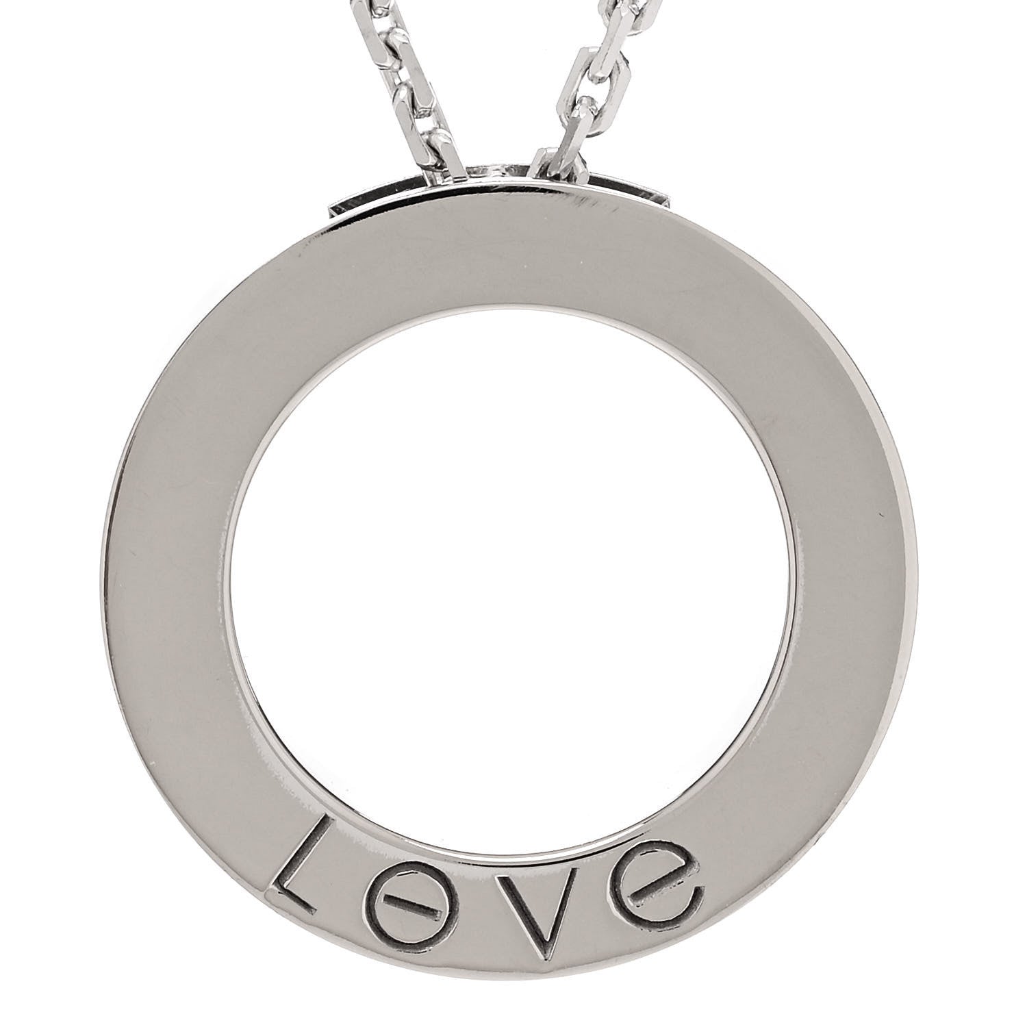 Cartier 18K White Gold Diamond LOVE Paved Necklace 4 of 6