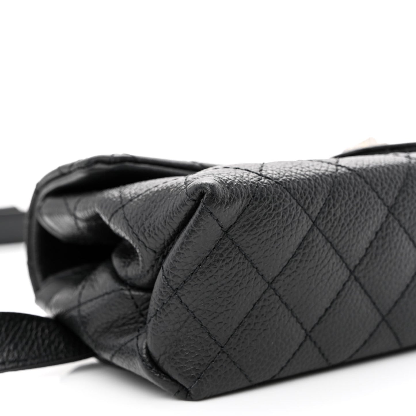 Grained Calfskin Quilted 2.55 Reissue Flap Belt Bag Clutch Black