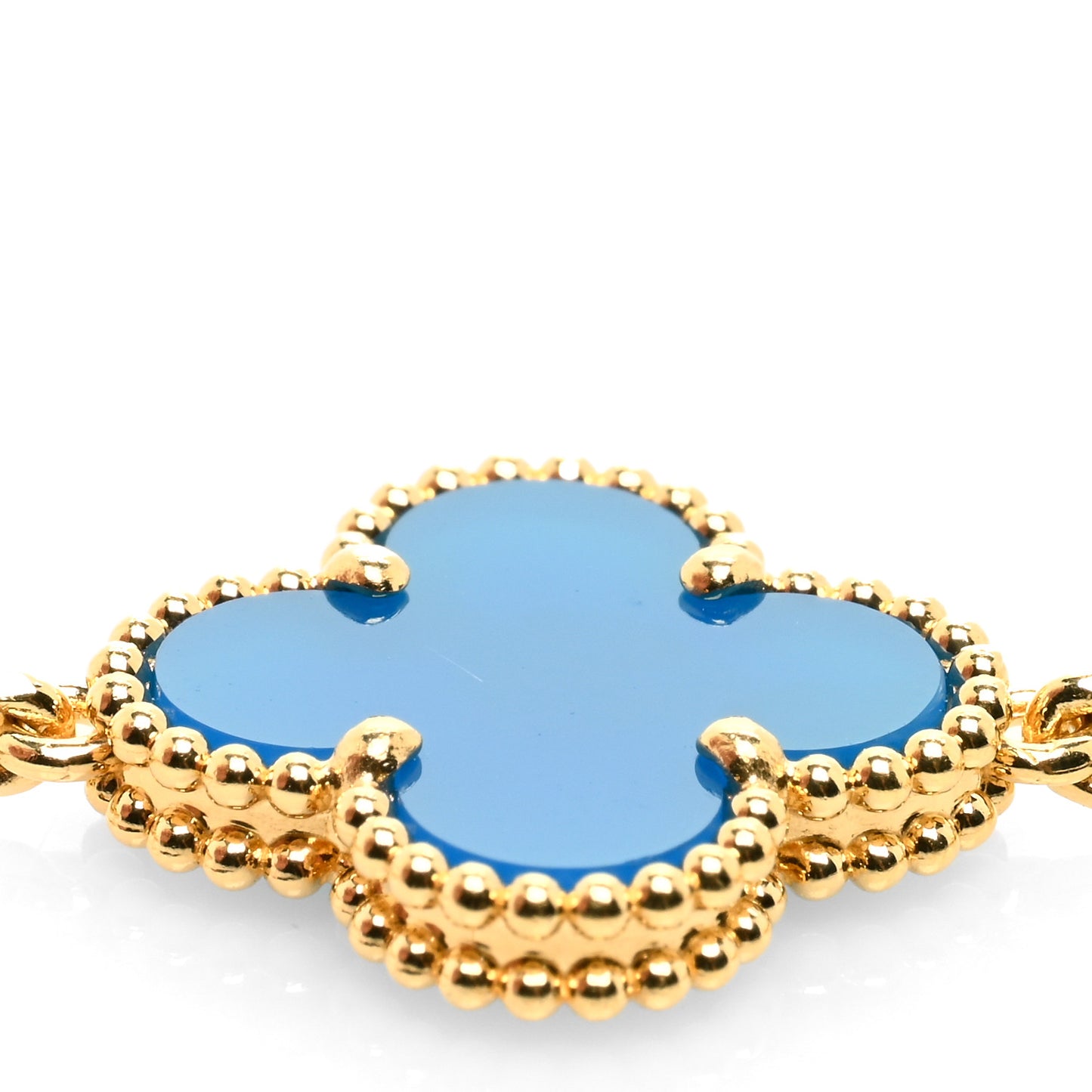 18K Yellow Gold Blue Agate 5 Motifs Vintage Alhambra Bracelet