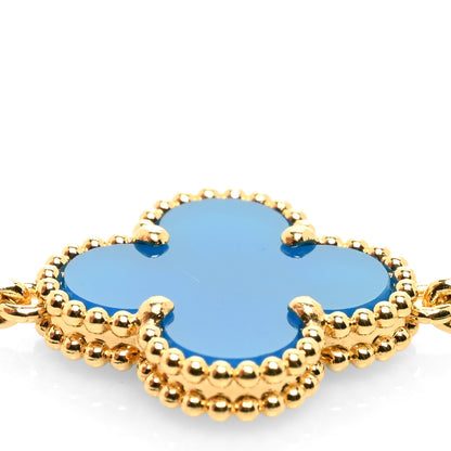 Van Cleef & Arpels 18K Yellow Gold Blue Agate 5 Motifs Vintage Alhambra Bracelet 4 of 5