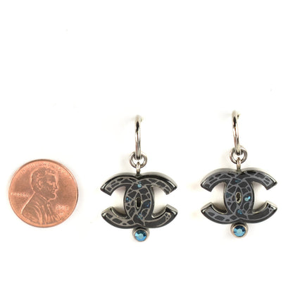 Chanel Resin Crystal CC Earrings Black 2 of 4