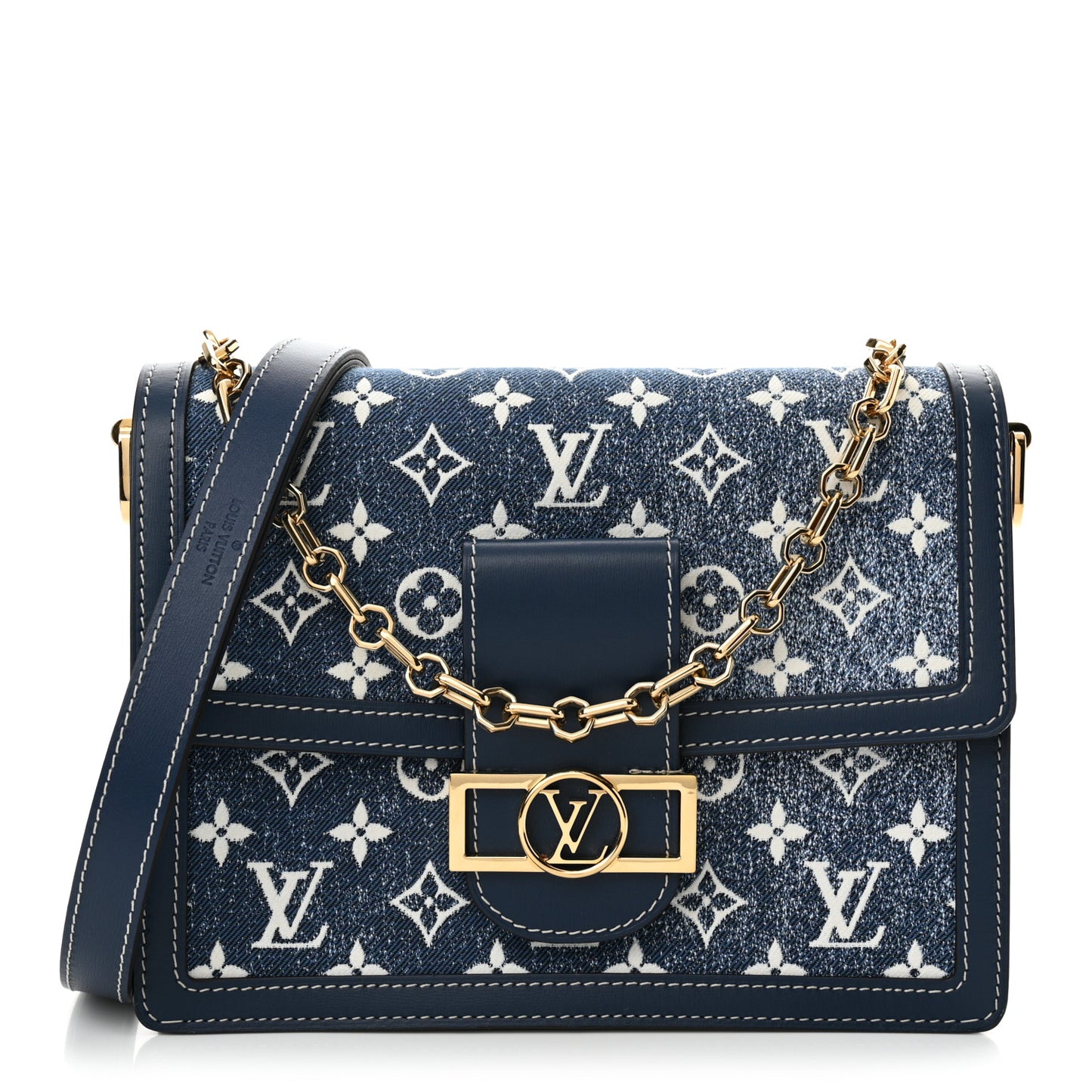 Denim Monogram Jacquard Dauphine MM Bleu