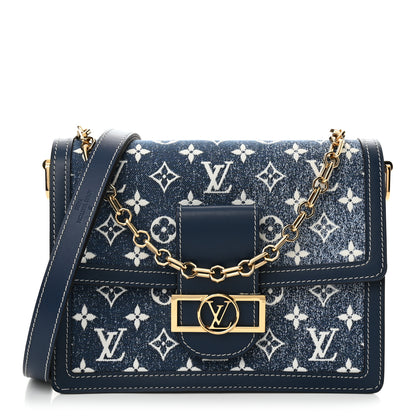 Louis Vuitton Denim Monogram Jacquard Dauphine MM Bleu 1 of 10