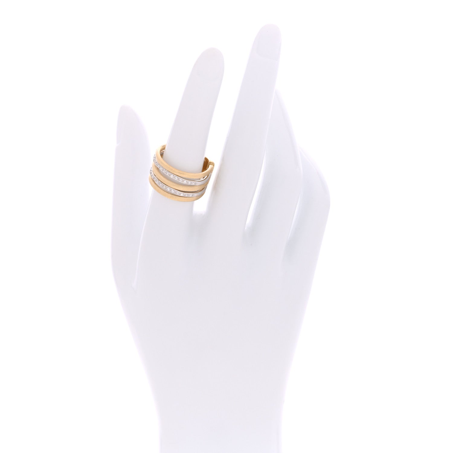 Marco Bicego 18K Yellow White Gold Diamond Jaipur Multi Band Ring 54 6.75 2 of 4