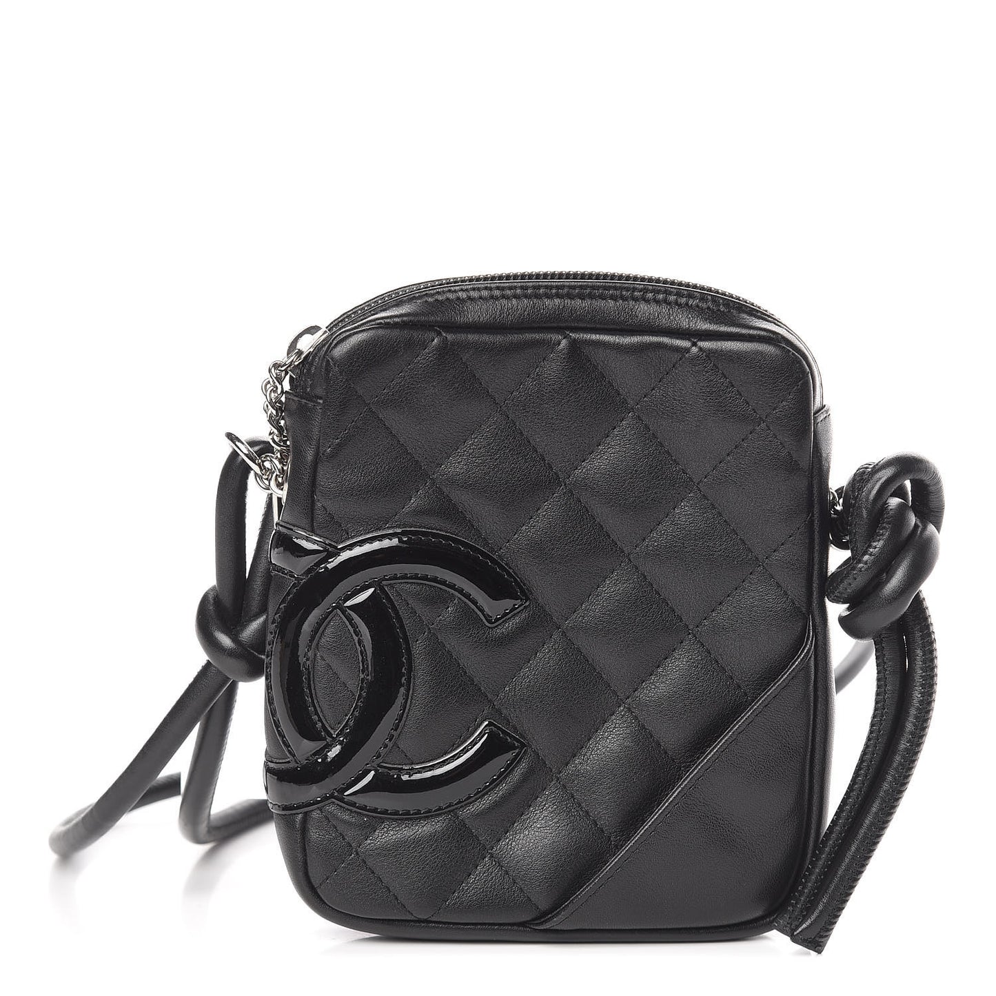 Calfskin Quilted Small Cambon Messenger Black