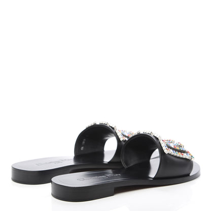 Christian Dior Calfskin Crystal Dio(r)evolution Slide Sandals 37 Black 4 of 9