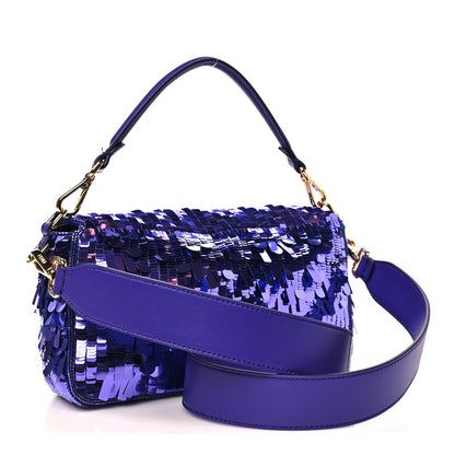 Fendi Sequin Paillettes Shiny Nappa Sex and the City Baguette Viola Purple Rain 2 of 10