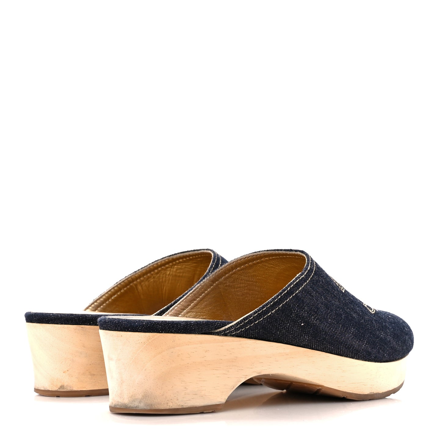 Denim Wooden CC Clogs 38 Dark Blue