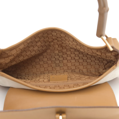 Gucci Suede Calfskin Bamboo Handle Jackie O Hobo Beige 5 of 15