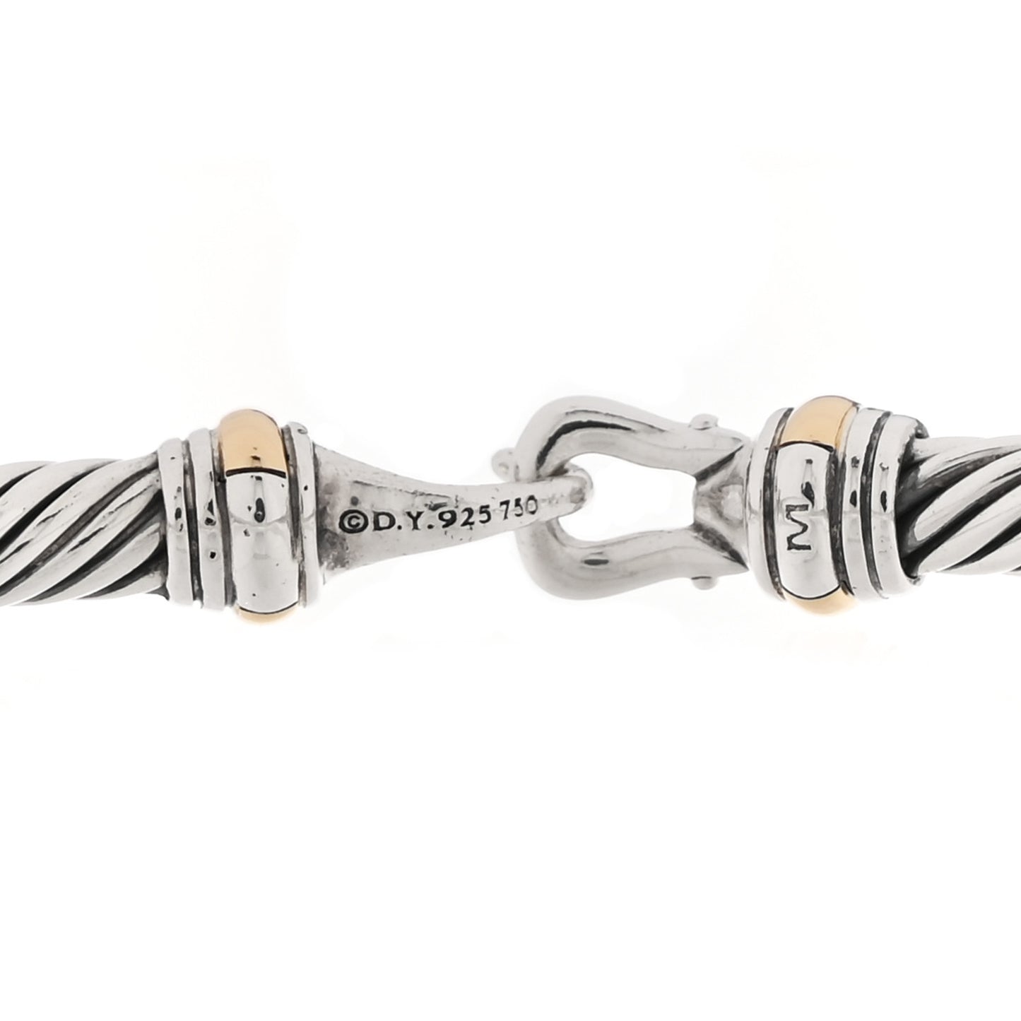 Sterling Silver 18K Yellow Gold 4mm Cable Buckle Bracelet