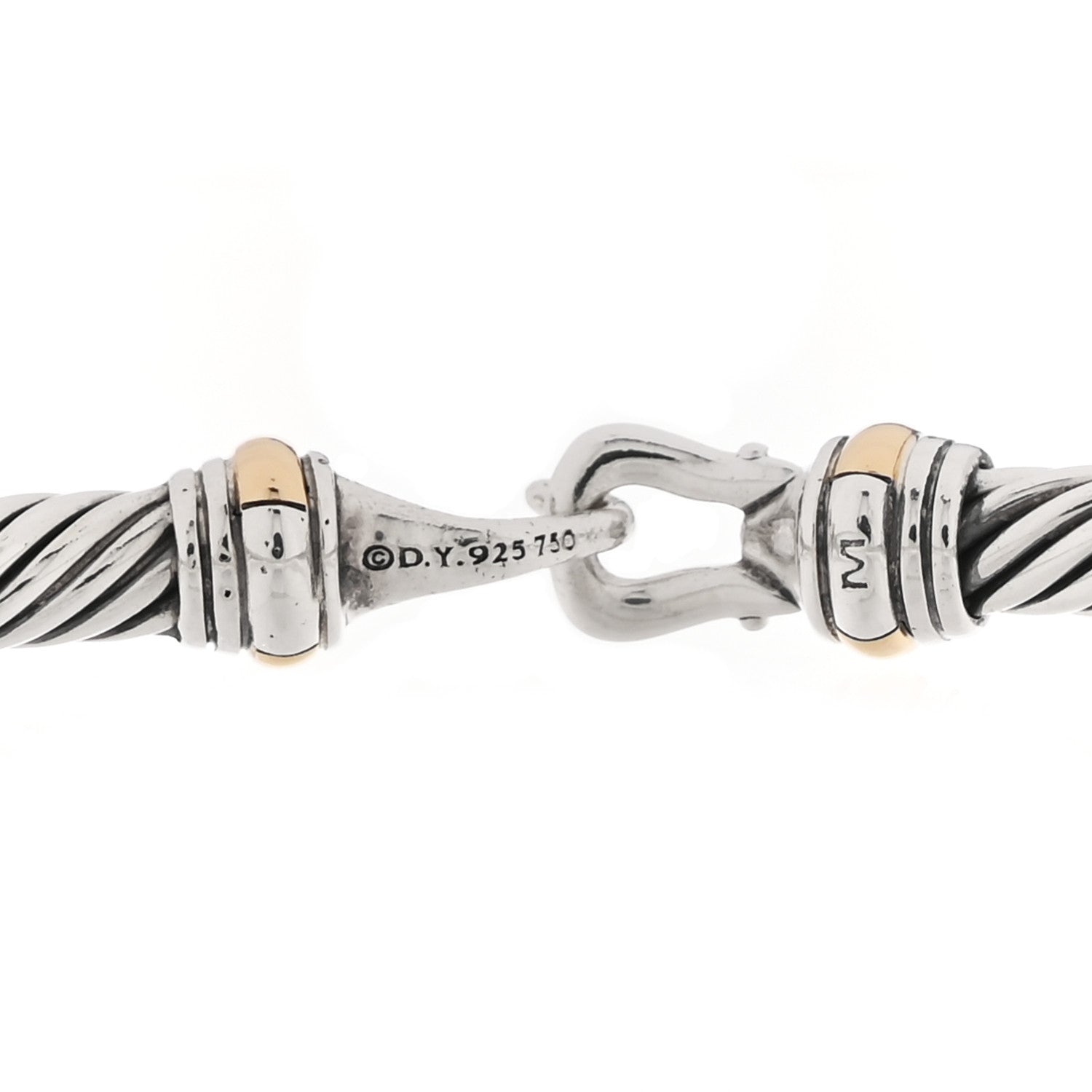 David Yurman Sterling Silver 18K Yellow Gold 4mm Cable Buckle Bracelet 3 of 3