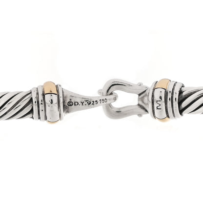 David Yurman Sterling Silver 18K Yellow Gold 4mm Cable Buckle Bracelet 3 of 3