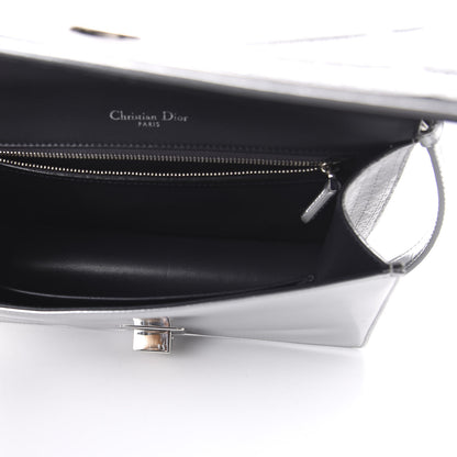 Christian Dior Metallic Patent Micro-Cannage Medium Diorama Flap Bag Silver 5 of 9